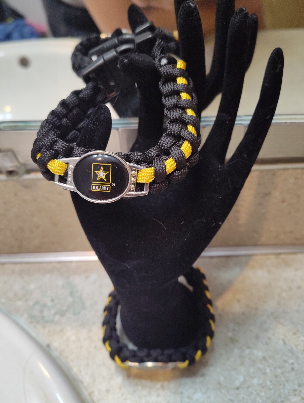 2 U.S. Army Black and Yellow Paracord Watch Bracelet